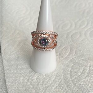 Blissful State lab created Alexandrite on Rose Gold plating